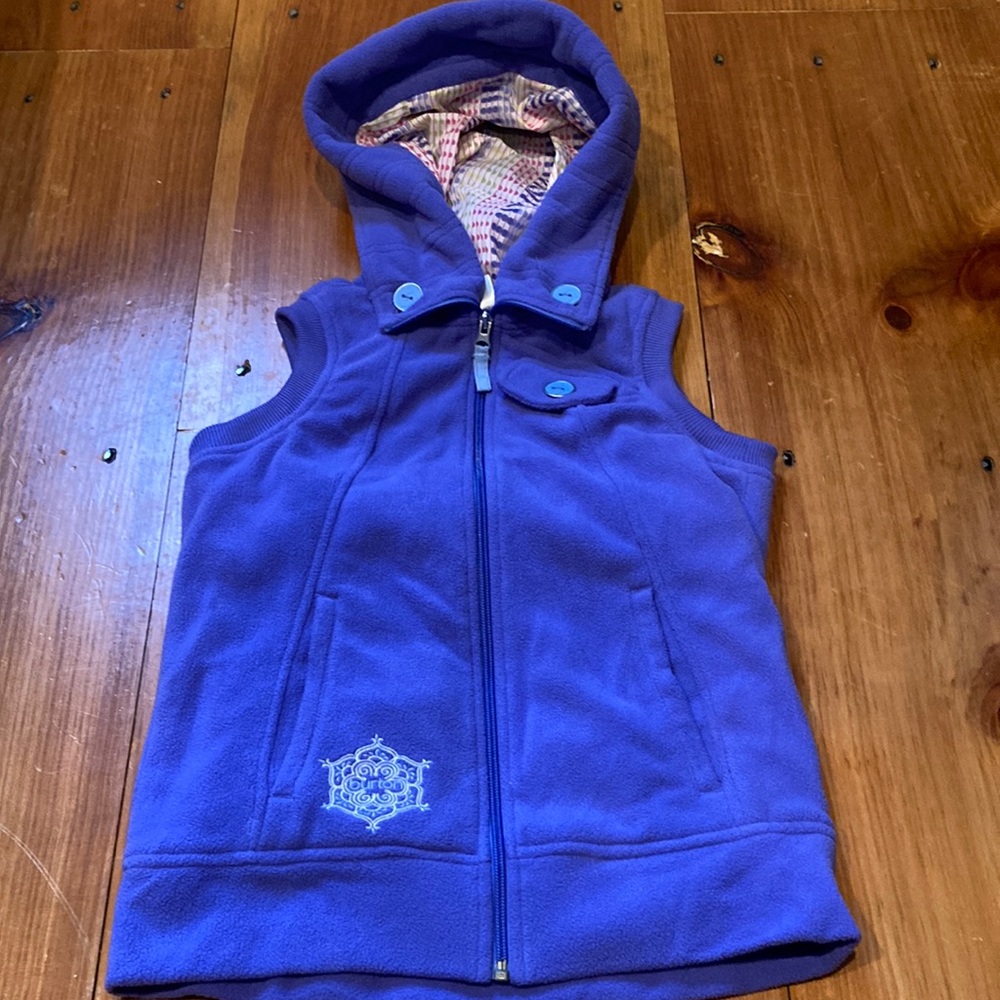 BURTON Girls L Purple Fleece Dry Ride Vest Hooded Full Zip Up